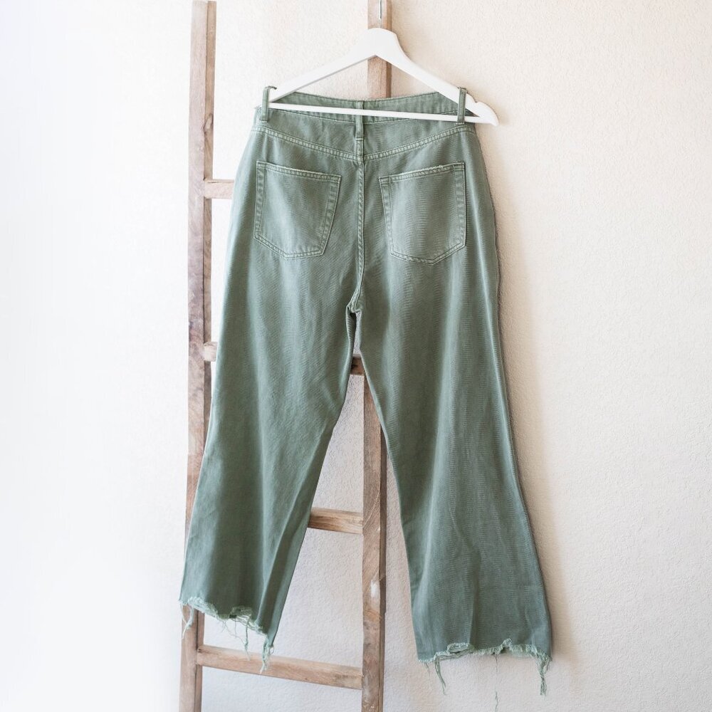 VERVET BY FLYING MONKEY Olive Green Flare Wide Leg Jeans - Picture 4 of 11